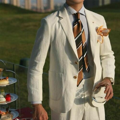 2 Piece Tuxedo For Men Regular Fit Wedding Grooms Best Man Linen Suit Men Banquet Men Suit Set Casual Business Party Stage