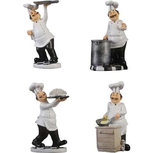 French Chef Pierre Chef Figurine Decorative Display Stand Table Centerpiece Figurine for Home Kitchen Bakery Restaurant
