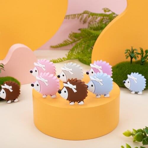 Sunrony 10pcs Hedgehog Silicone Beads Silicone Teether Accessories DIY Silicone Bead Teething Necklace Self Made Gifts