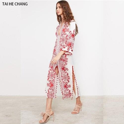 TAI HE CHANG Summer Dresses With A Slit