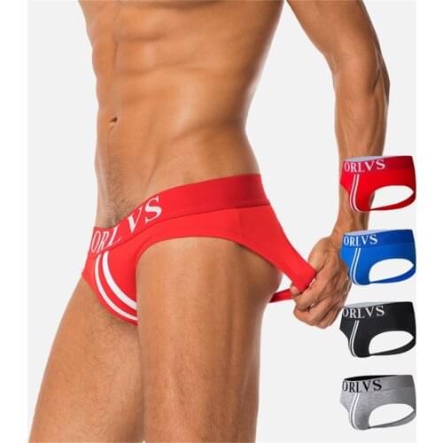 Men Fashion Striped Double Thong Sexy Open Crotch Exposed Hip T Pants Jockstraps Gay Breathable Cotton LowWaist Underwear Briefs