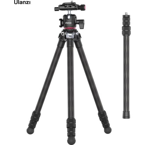 Ulanzi MT-21 53.9" Portable Carbon Fiber Tripod Stand with 360° Panoramic Ballhead Arca-Swiss QR Plate Cold for Vlog Live Stream