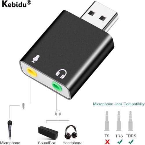 USB Sound Card USB Audio Interface headphone Adapter Soundcard for Mic Speaker Laptop PS4 Computer External Sound Card