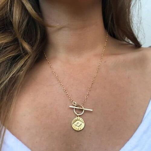 Vintage Creative Geometric Pendant Necklace for Women Gold Chain Clavicle Necklace Jewelry Kolye Girls Gift YN902