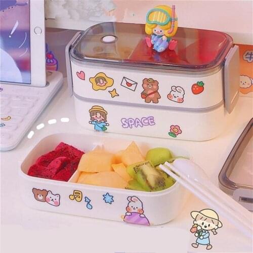 Japanese Bento Box Lunch Box School Lunch Box Cute Double-layer Bento Box Kid Food Container Plastic Storage Container Picnic