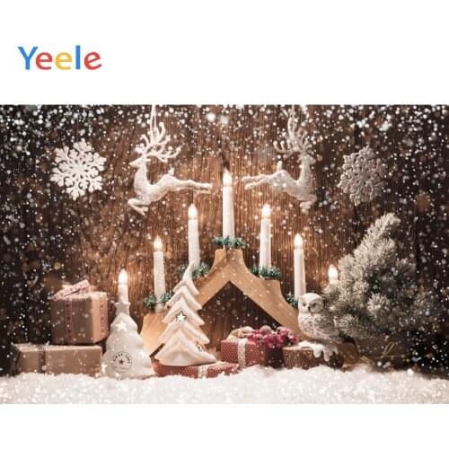 Yeele Christmas Photocall Old Wood Candles Snow Elk Photography Backdrops Personalized Photographic Backgrounds For Photo Studio