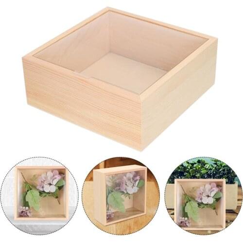 1Pc Wooden Storage Box Window Design Soap Flower Gift Packing Wood Box (Square)