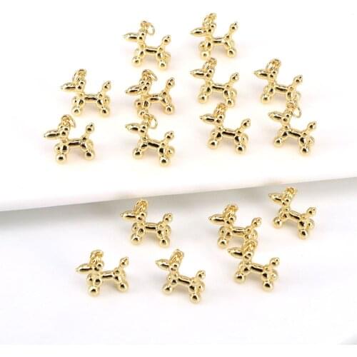 10PCS, Balloon Dog Charm Pendant, Animal Balloon Charm Pendant, Golden Pendant DIY Accessories