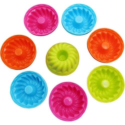 12 Pack Mini Silicone Baking Cups Cupcake Liners Pumpkin Muffin Cups Cake Molds by To encounter - Nonstick Heat Resistant Fancy