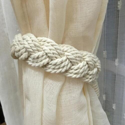 2Pcs Cotton Woven Twist Knotted Curtain Tied Strap Buckle Holder Drape Tieback Rope Decorative Lanyard Hanging Tying Bandage
