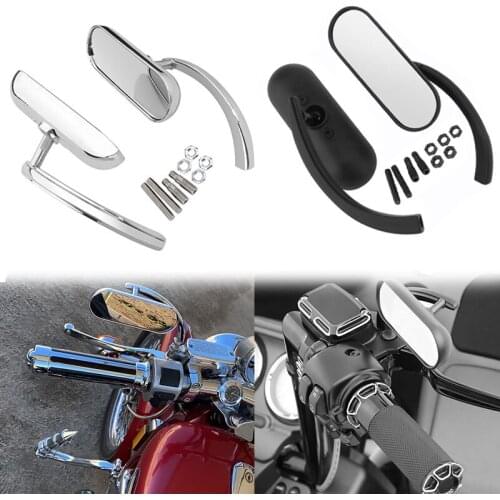 2Pcs/Pair Motorcycle Rearview Mirror Motocross Mini Oval Mirrors For Harley Touring Electra Glide Dyna Fatboy Softail Sportster