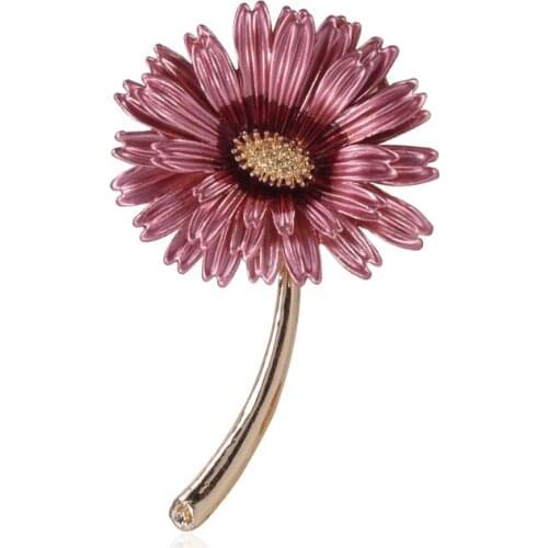 2020 Enamel Pin and Brooches Pink Daisy Flower Trendy Brooch Suit Dress Badge Lapel Pins for Women and Mom Gifts Accessories