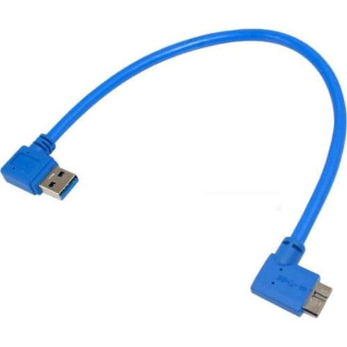 30cm USB 3.0 A 90 degree left angle male to Micro B male 90 degree Right angle short Cable