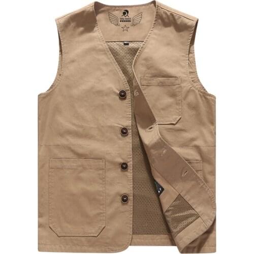 7XL 8XL Tactical Vest Men Outdoor Casual V-neck Cotton Breathable Waistcoat Fishing Hiking Men Vest Chaleco Hombre Four Seasons