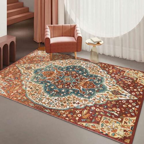 American Retro Carpet for Living Room European Ethnic Style Sofa Coffee Table Mat Vintage Bedroom Bedside Rugs and Carpets