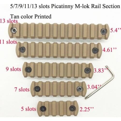 Aplus 5/7/9/11/13 slots Picatinny/Weaver M-lok Rail Section Segments Mount_Tan Color Printed for M-lok Handguard Rail