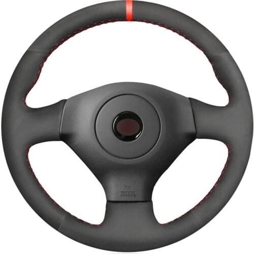 Black Suede Red Marker Car Steering Wheel Cover for Subaru Legacy Forester Outback Impreza WRX 2003-2007 Saab 9-2X 2005 2006