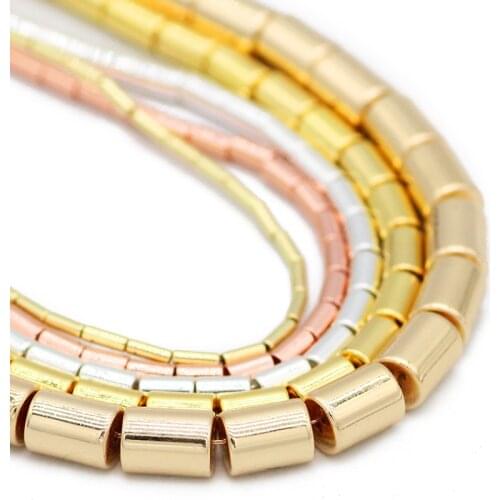 Cylinder Hematite Beads Natural Stone Spacer Round Charms Loose Beads For Jewelry Making Diy Bracelet Accessories 1/2/4/6MM 15