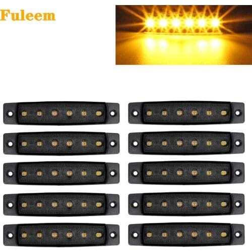 Fuleem 10PCS 3.8” Smoked Lens Amber LED Side Marker Indicator Lights Clearance Lamp 6 SMD for Trailer Pickup RV Truck Boat 12V