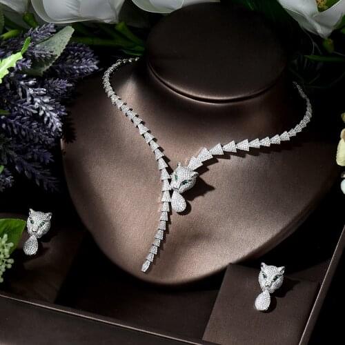 HIBRIDE Charms Trendy Women Long Necklace Earrings Set AAA Cubic Zircon Drop Earring For Women Wedding Party Accessories N-1776