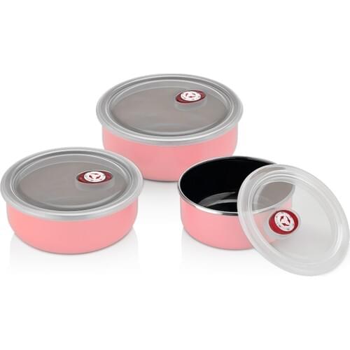 Neva N1037 Sweet Pink 3'Lü Enamel Storage Bowl