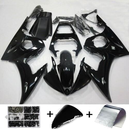 Fairing Injection Plastic Kit Gloss Black w/bolt Fit For YAMAHA 2005 YZF R6