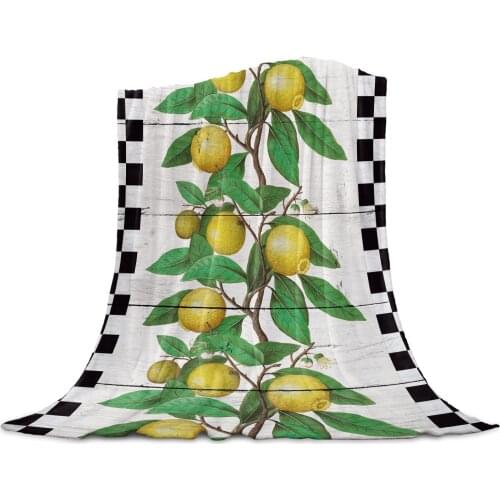 Living Room Sofa Blanket Lemon Retro Wood Grain Lattice Children Soft Throw Blanket Travel Airplane Hotel Portable Thin Blanket