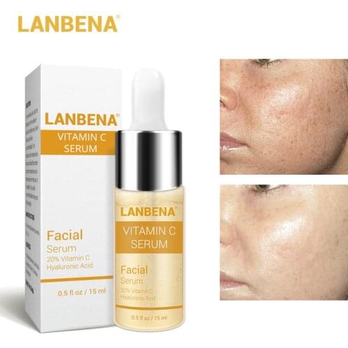 LANBENA Vitamin C Whitening Serum Hyaluronic Acid Face Cream Snail Remover Freckle Speckle Fade Dark Spots Anti-Aging Skin Care