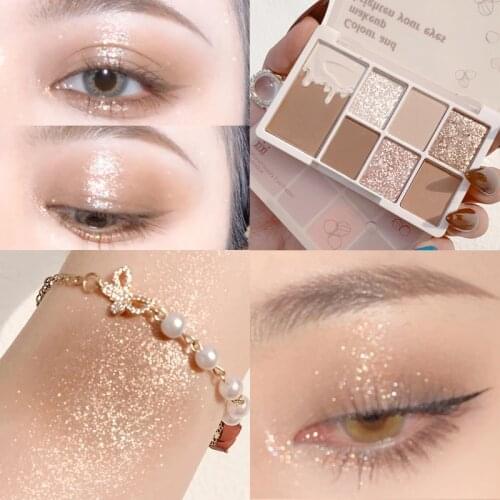 7 Colors Glitter Eyeshadow Palette Long Lasting Waterproof Pigment Shimmer Brighten Matte Eye Shadow Makeup Cosmetic Pallette