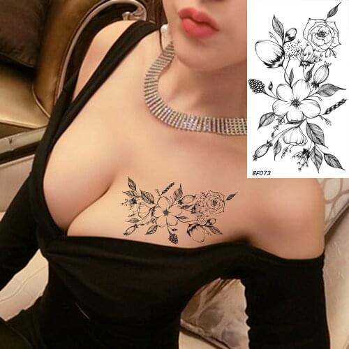 VANKIRS Water Transfer Leaf Chains Chest Fake Temporary Tattoos Stickers Women Girls Arm Wrist Tatto Body Art Custom Rose Tattoo