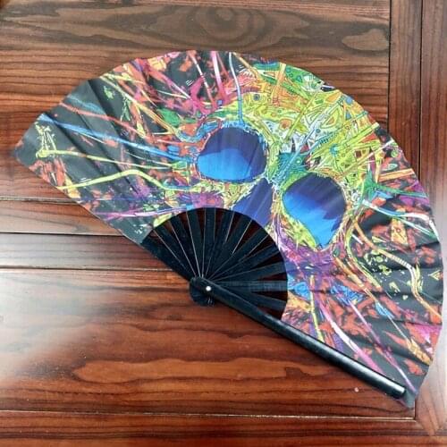Summer Rainbow/ Leopard/zebra/owl Eyes/ Skull Head Handheld Folding Fan For Wedding Party Decoration Festival Dance Supplies