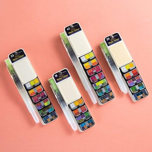 Superior Fast Delivery 18/25/33/42Colors Solid Watercolor Paint Set With Water Brush Watercolor Pigment For Draw Art Supplies