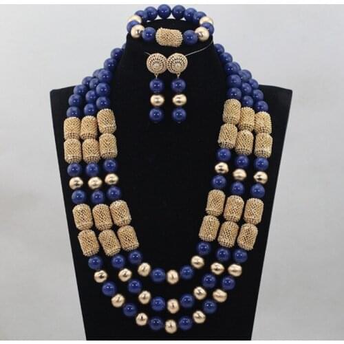 Luxury Blue Natural Stone Beads Wedding Jewelry Set 24inches Coral Indian Bridal Necklace Set New WD895