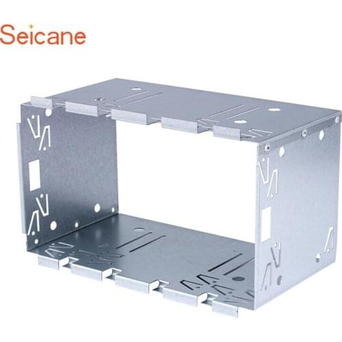 Seicane 178*98mmSilver Metal 2Din Radio Fascia Frame for Universal Car Radio DVD Player Frame Install Dash Bezel Trim Kit No gap
