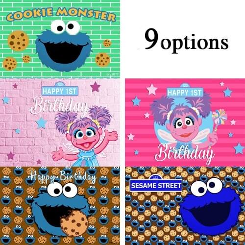 Sensfun Cartoon Boy 1st Birthday Photo Backdrop Monster Sesame Street Background Photography Studio Vinyl Custom Kid Name Banner