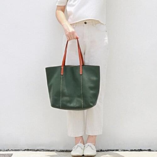 Bags Womens Handbag New Fashion Leather Tote Bag Color Matching Large Capacity Briefcase Leather Shoulder Bag Laptop Bag Ladies