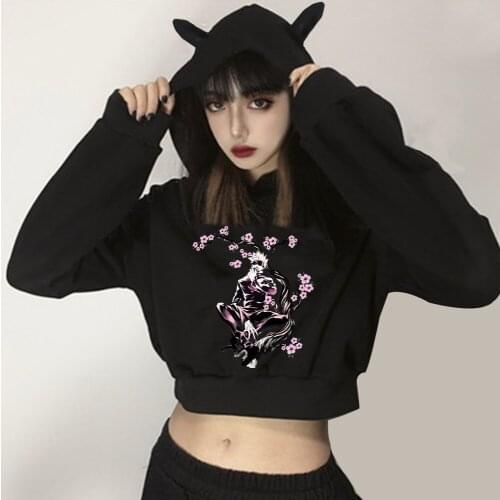Anime Jujutsu Kaisen Gojo Satoru Hoodie Girl Tops Women Hoodies Sweatshirt Personality Sexy Clothes Cutey Pullover