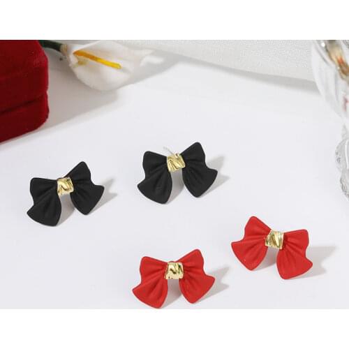 Simple Metal Bowknot Earrings for Women Korean Geometric Cute Stud Earrings Wedding Party Female Fashion Jewelry Wholesale Gift
