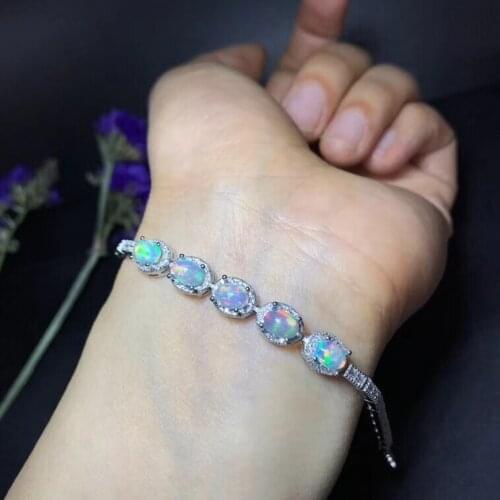 Natural multicolor opal Bracelet Natural gemstone Bracelet 925 silver bracelet Elegant Lovely round chain women gift Jewelery