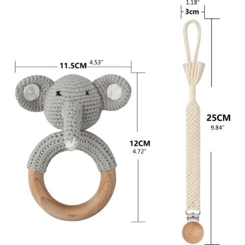 1 Set Baby Wooden Teether Ring Pacifier Clip Chain Dummy Nipple Holder DIY Crochet Rattle Soother Infants Teething Chewing Educa