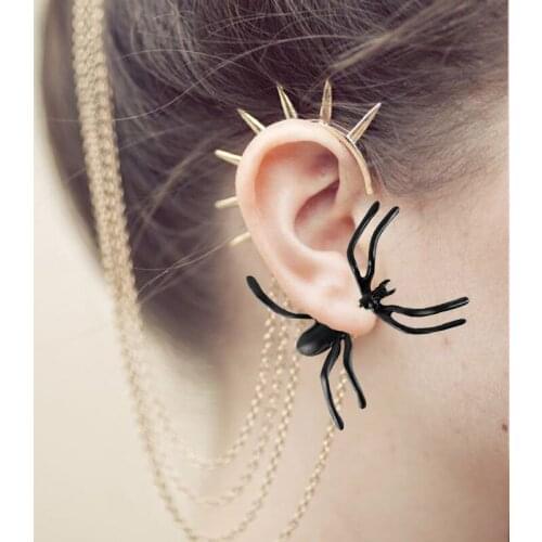 1pc Scary Black Spider Ear Stud Halloween Decoration Festival Party Favor Gifts Creative Earring Jewelry For Women accessories