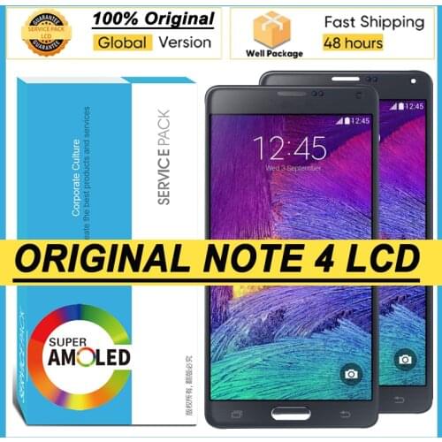 100% Original 5.7" Super Amoled Display for SAMSUNG Galaxy Note 4 N910 N910A N910F Full LCD Display Touch Screen Repair Parts