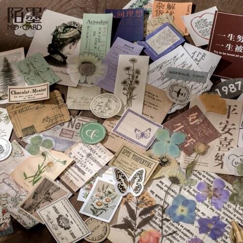 15pcs/pack Vintage Cards for Phone Deco Retro Stationery Supplies Plant Paper Journal Label Scrapbooking Material diy Stickers