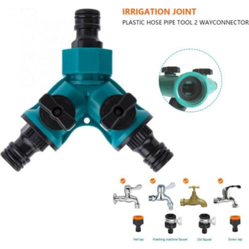 2 Way Hose Pipe Splitter Connector Adaptor Garden Hose Y Splitter Water Diverter Adjustable Switch Quick Connector Adapter