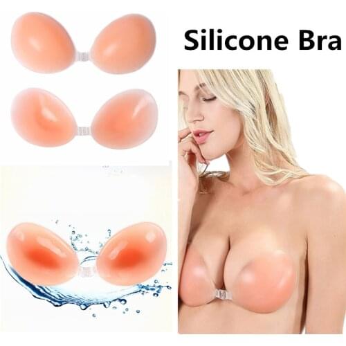 4 Sizes A-D Cup Sexy Women Summer Lady Beach Wedding Deep-V Underwear Silicone Bra Self-Adhesive Strapless Gel