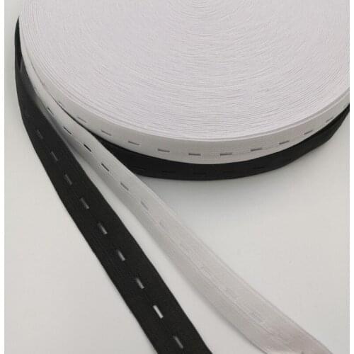 5Meter/lot Rubber Bands 15/20/25MM Button Hole Knit Elastic Bands Ribbon Tape White/Black Wire Webbing DIY Sewing Accessories