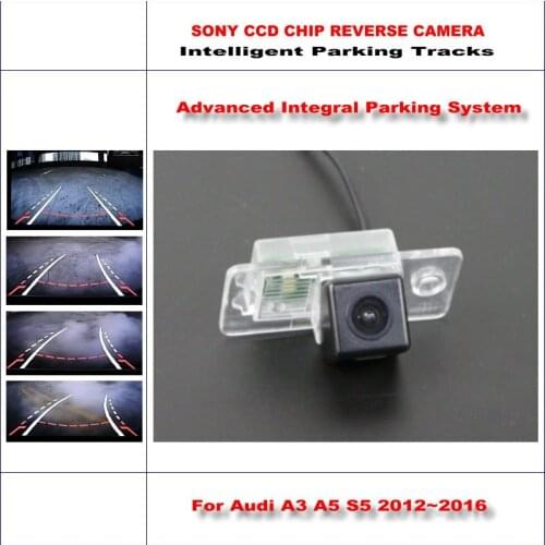 Auto Rear Camera For Audi A3/A5/S5 2012-2016 Backup Reverse NTSC RCA AUX HD SONY Intelligent Parking Tracks CCD CAM