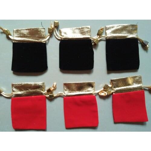 100pcs 7x9cm/9x12cm Gold bead Drawstring Velvet pouch Wedding Christmas Birthday Party Gift Decoration Velvet Bags Black/Red