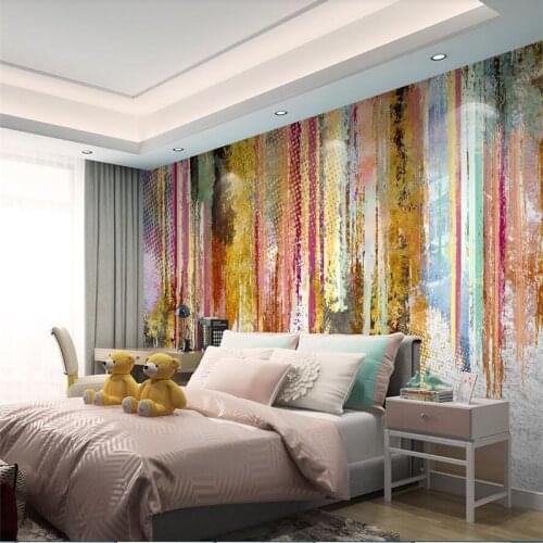 Beibehang Modern minimalist brushstroke ink ink golden TV background wall custom large mural green wallpaper papel de parede