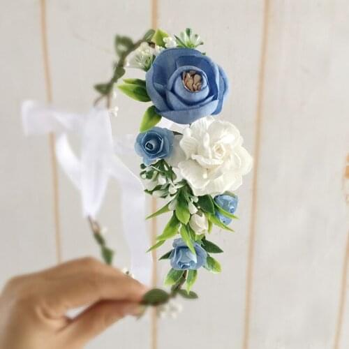 Free Shipping White Blue Flower Girl Crown